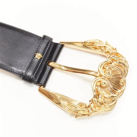 new VERSACE Runway Gold Baroque oversized buckle waist 